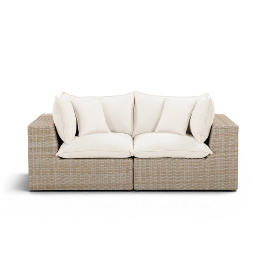 Cali Performance Fabric & Wicker Outdoor Loveseat - REN-O11162