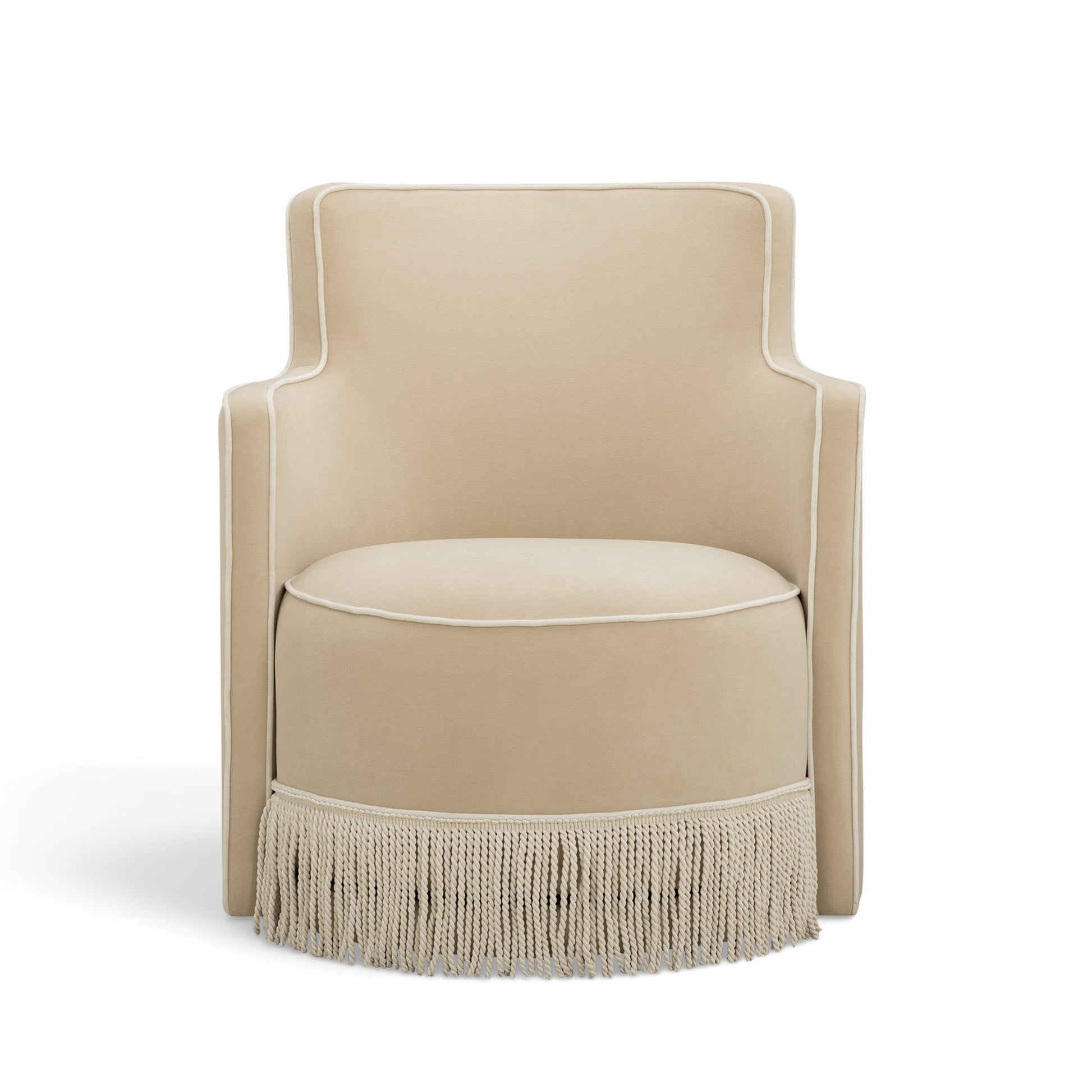 Passe Tasseled Velvet Swivel Accent Chair
