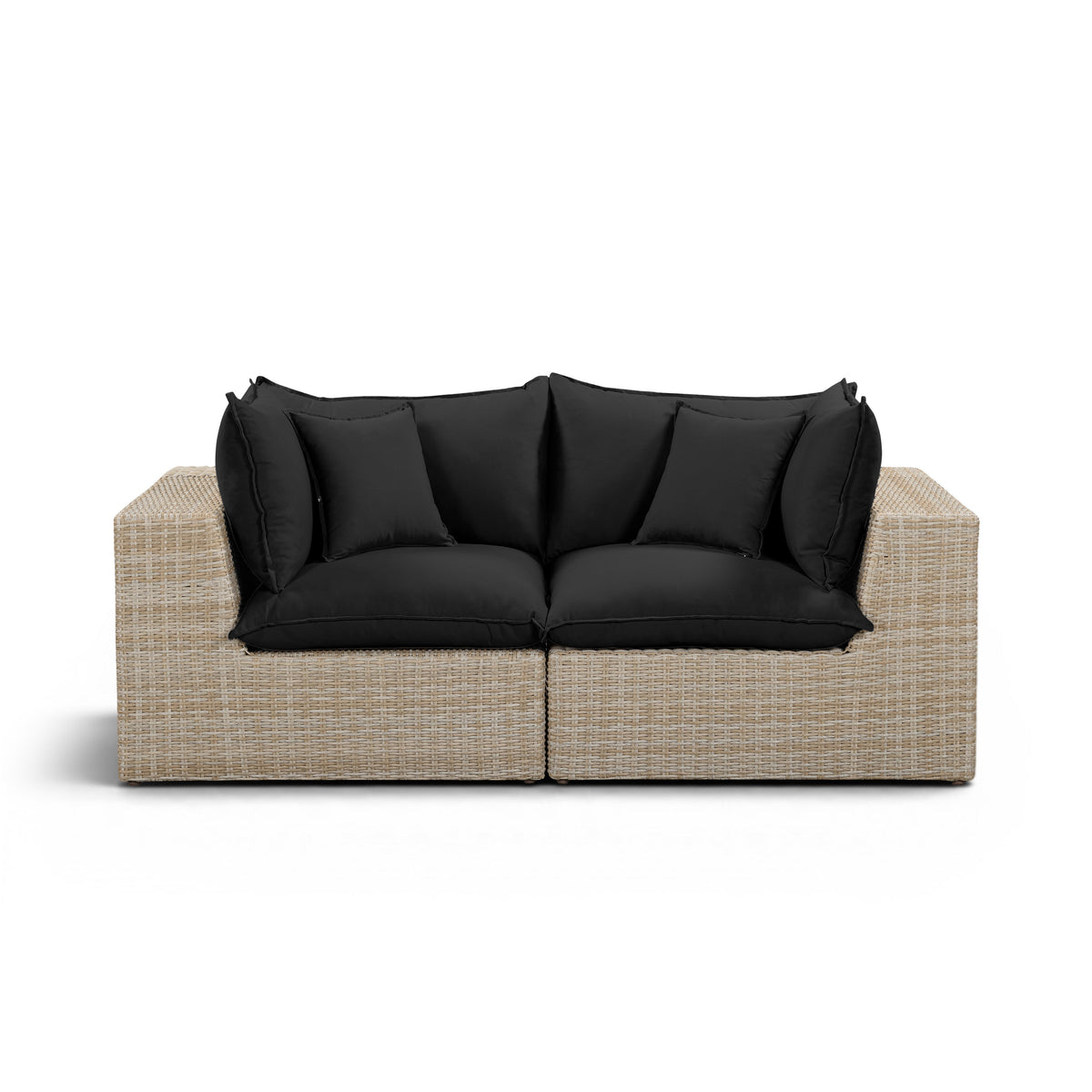 Cali Performance Fabric & Wicker Outdoor Loveseat - REN-O11242