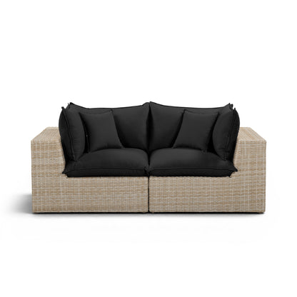 Cali Performance Fabric & Wicker Outdoor Loveseat - REN-O11242