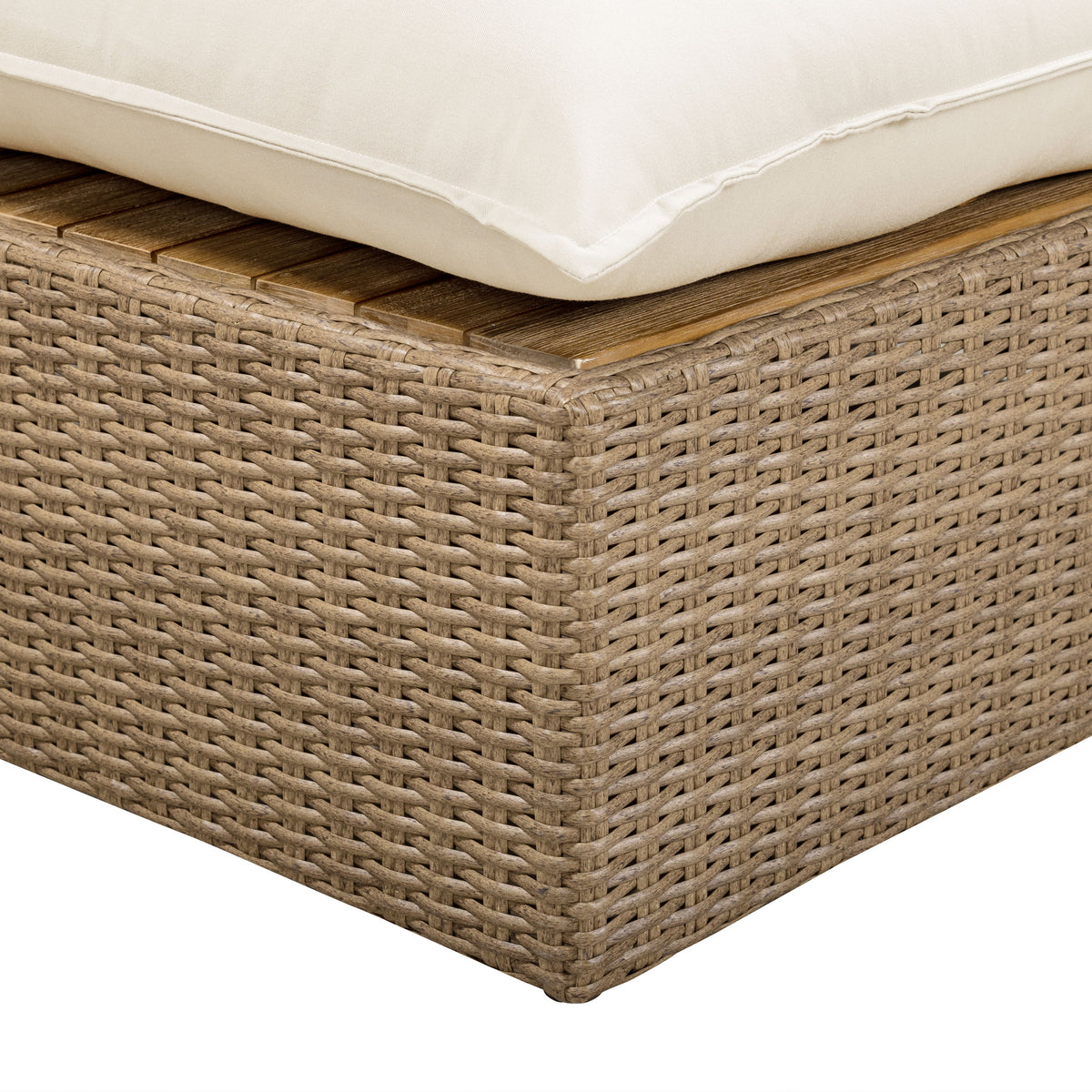 Cali Performance Fabric & Wicker Outdoor Ottoman - REN-O12164
