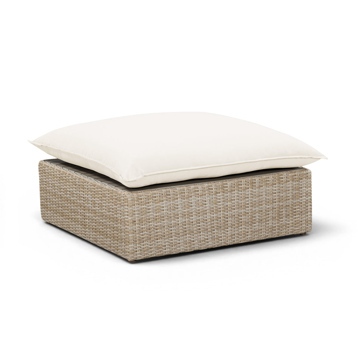 Cali Performance Fabric & Wicker Outdoor Ottoman - REN-O11164-Ottoman