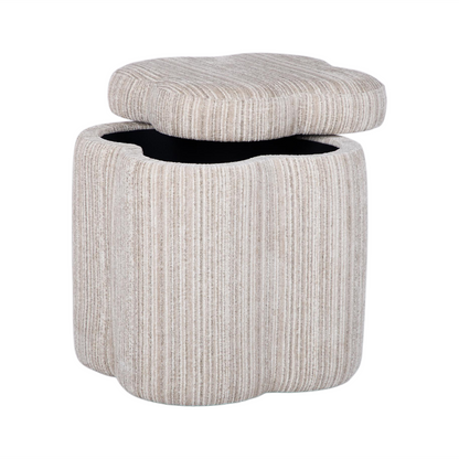 Lilou Cream Striped Jacquard Storage Accent Stool - TOV-OC69432