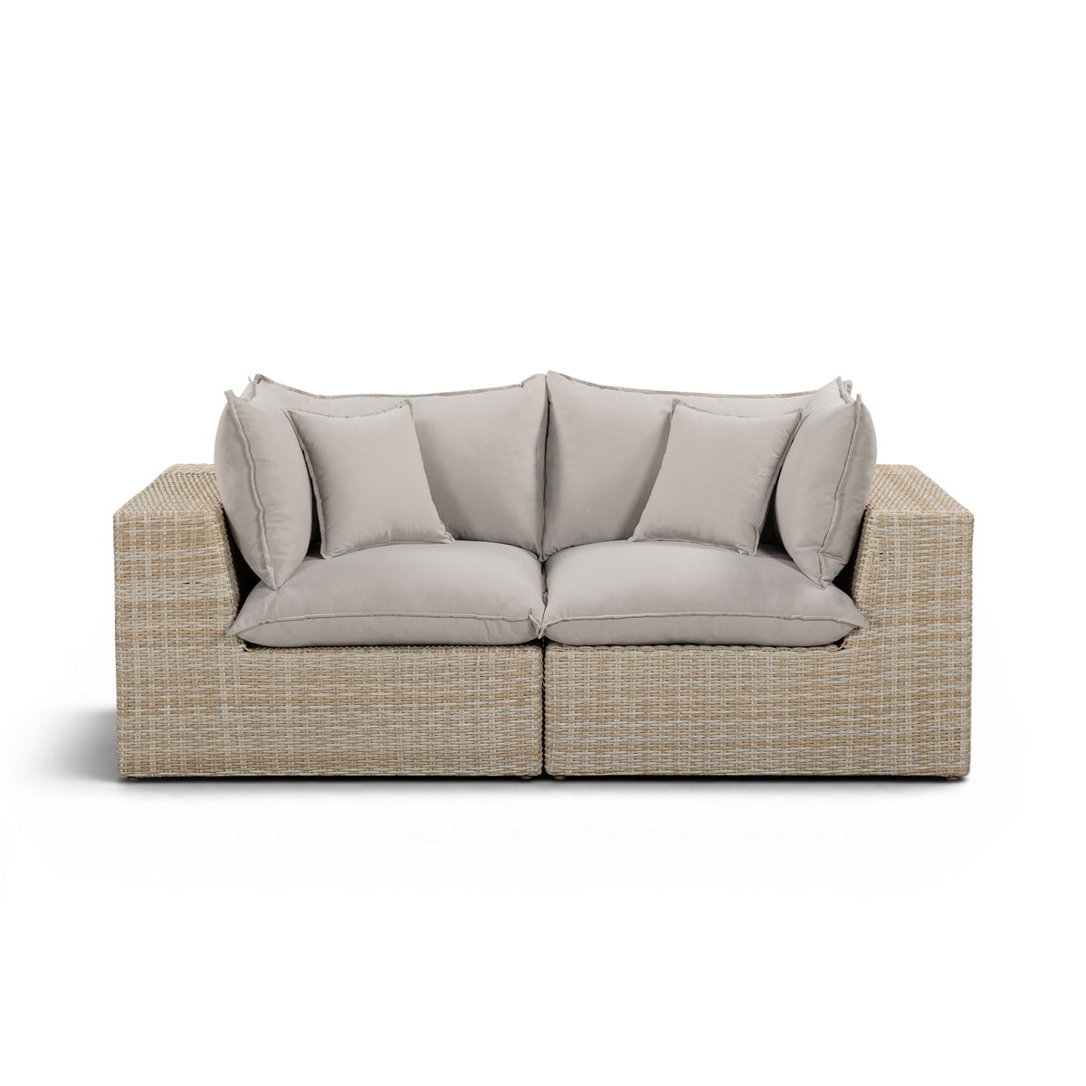 Cali Performance Fabric & Wicker Outdoor Loveseat - REN-O11232