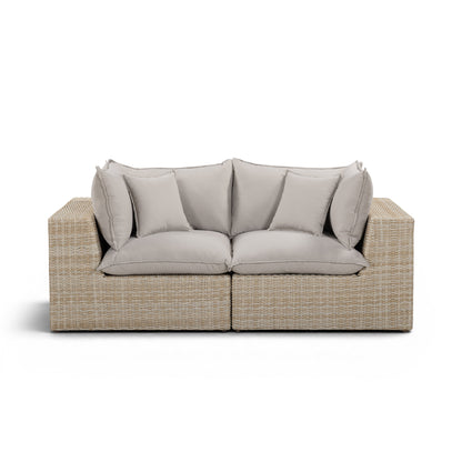 Cali Performance Fabric & Wicker Outdoor Loveseat - REN-O11232