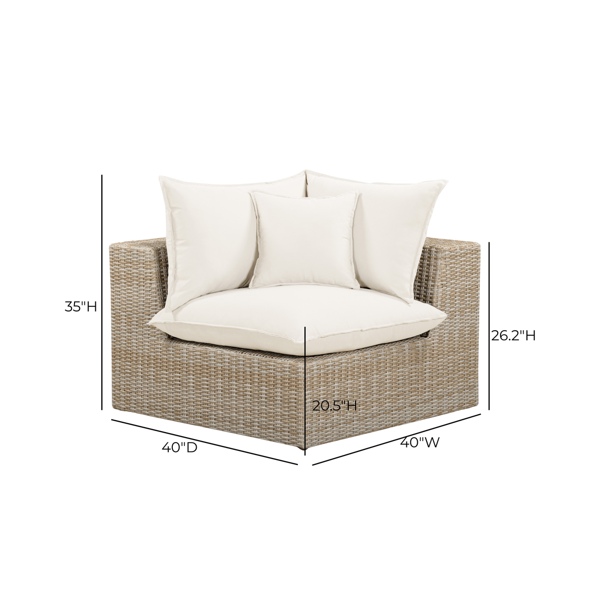Cali Performance Fabric & Wicker Outdoor Corner Chair - REN-O11163-Corner