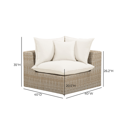 Cali Performance Fabric & Wicker Outdoor Corner Chair - REN-O11163-Corner