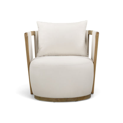 Paolo Cream Upcycled Basketweave Fabric Outdoor Accent Chair - TOV-O54860