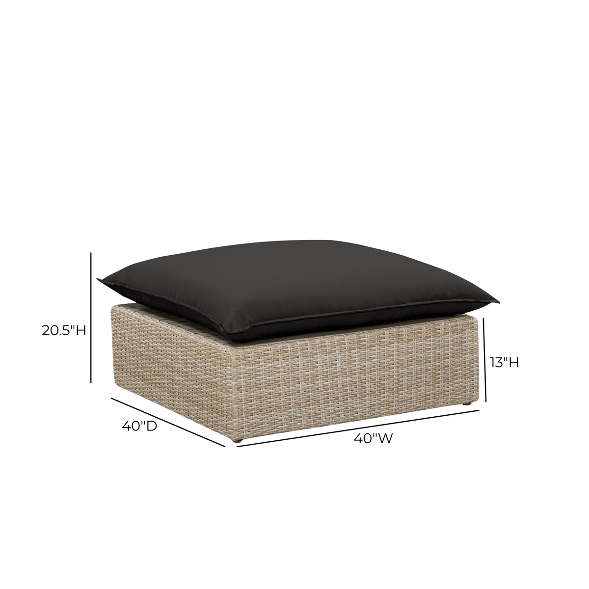 Cali Performance Fabric & Wicker Outdoor Ottoman - REN-O11244