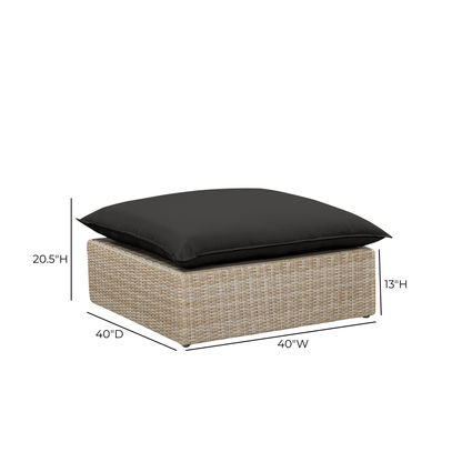 Cali Performance Fabric & Wicker Outdoor Ottoman - REN-O11244