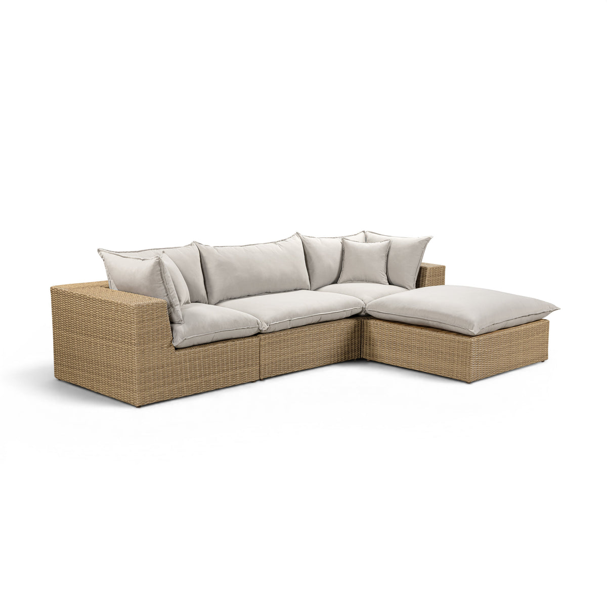 Cali 4-Piece Performance Fabric & Wicker Outdoor Sectional - REN-O12233-SEC