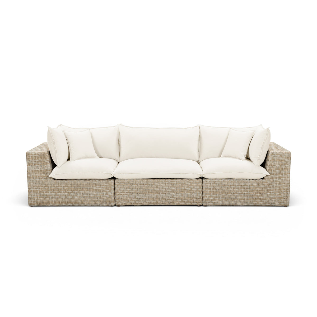 Cali Performance Fabric & Wicker Outdoor Sofa - REN-O11163
