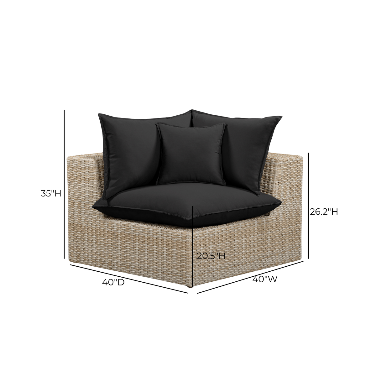 Cali Performance Fabric & Wicker Outdoor Corner Chair - REN-O11243-C