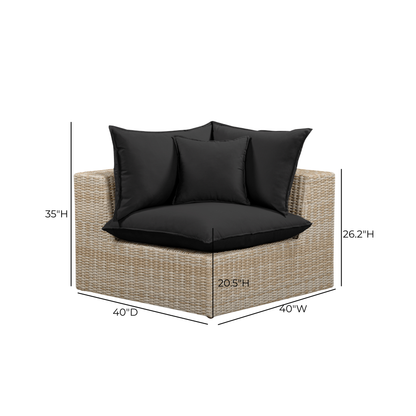 Cali Performance Fabric & Wicker Outdoor Corner Chair - REN-O11243-C