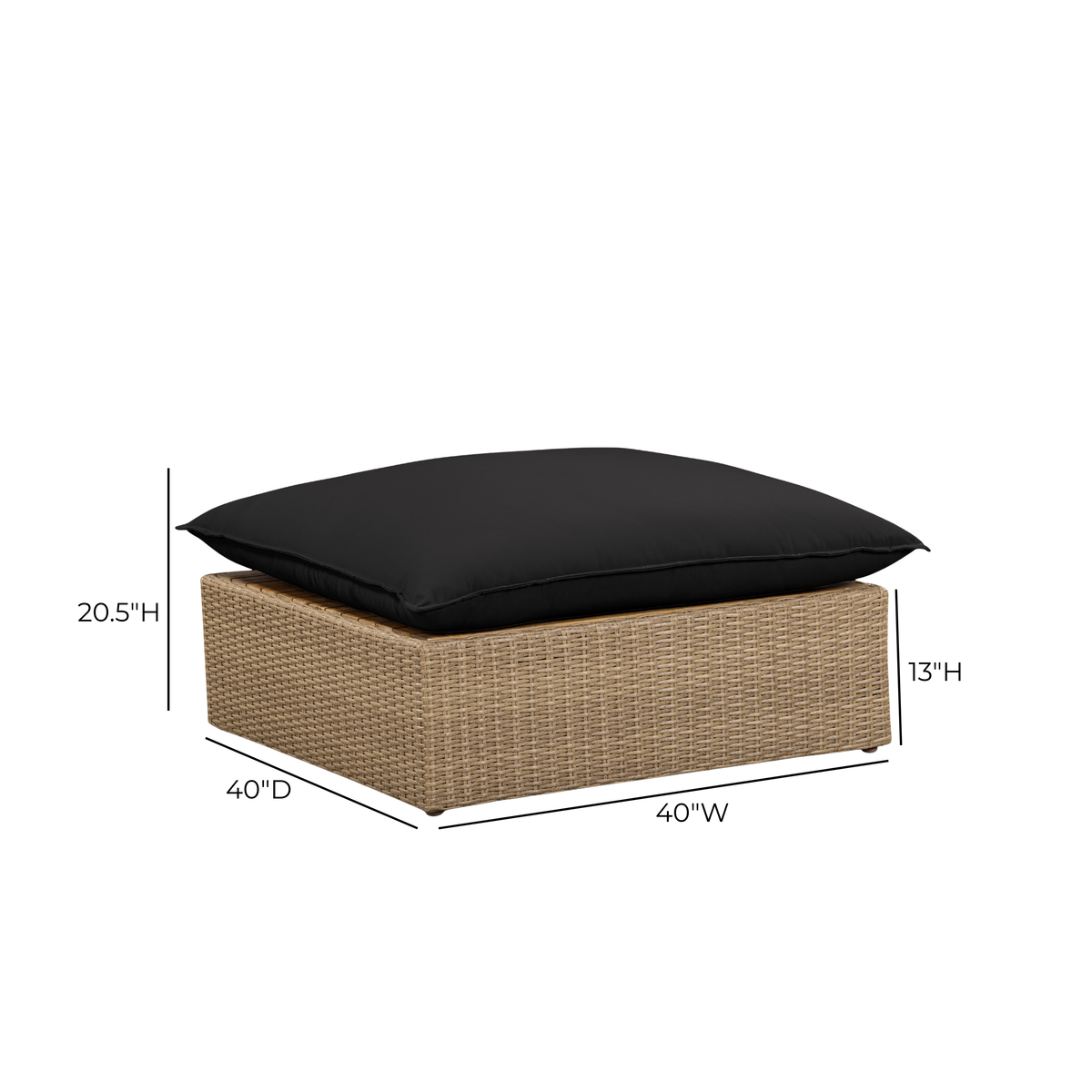 Cali Performance Fabric & Wicker Outdoor Ottoman - REN-O12244