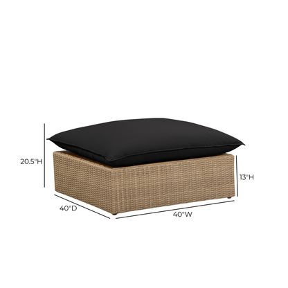 Cali Performance Fabric & Wicker Outdoor Ottoman - REN-O12244