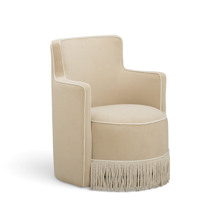 Passe Tasseled Velvet Swivel Accent Chair - Tan