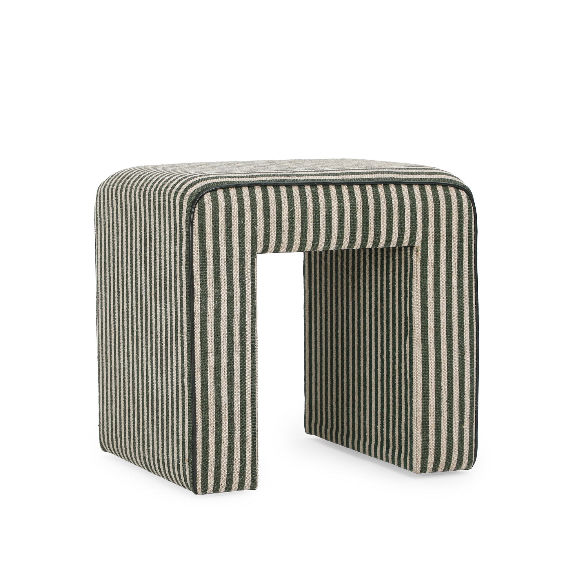 Byron Square Cotton Jute Ottoman - Green