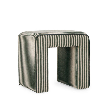 Byron Square Cotton Jute Ottoman - Green