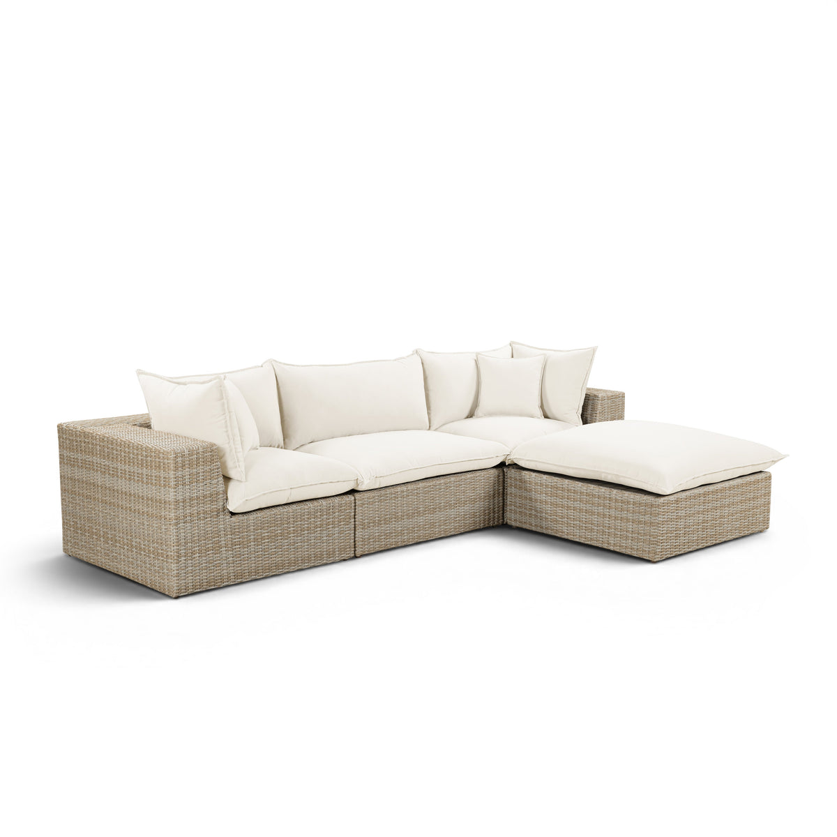 Cali 4-Piece Performance Fabric & Wicker Outdoor Sectional - REN-O11163-SEC