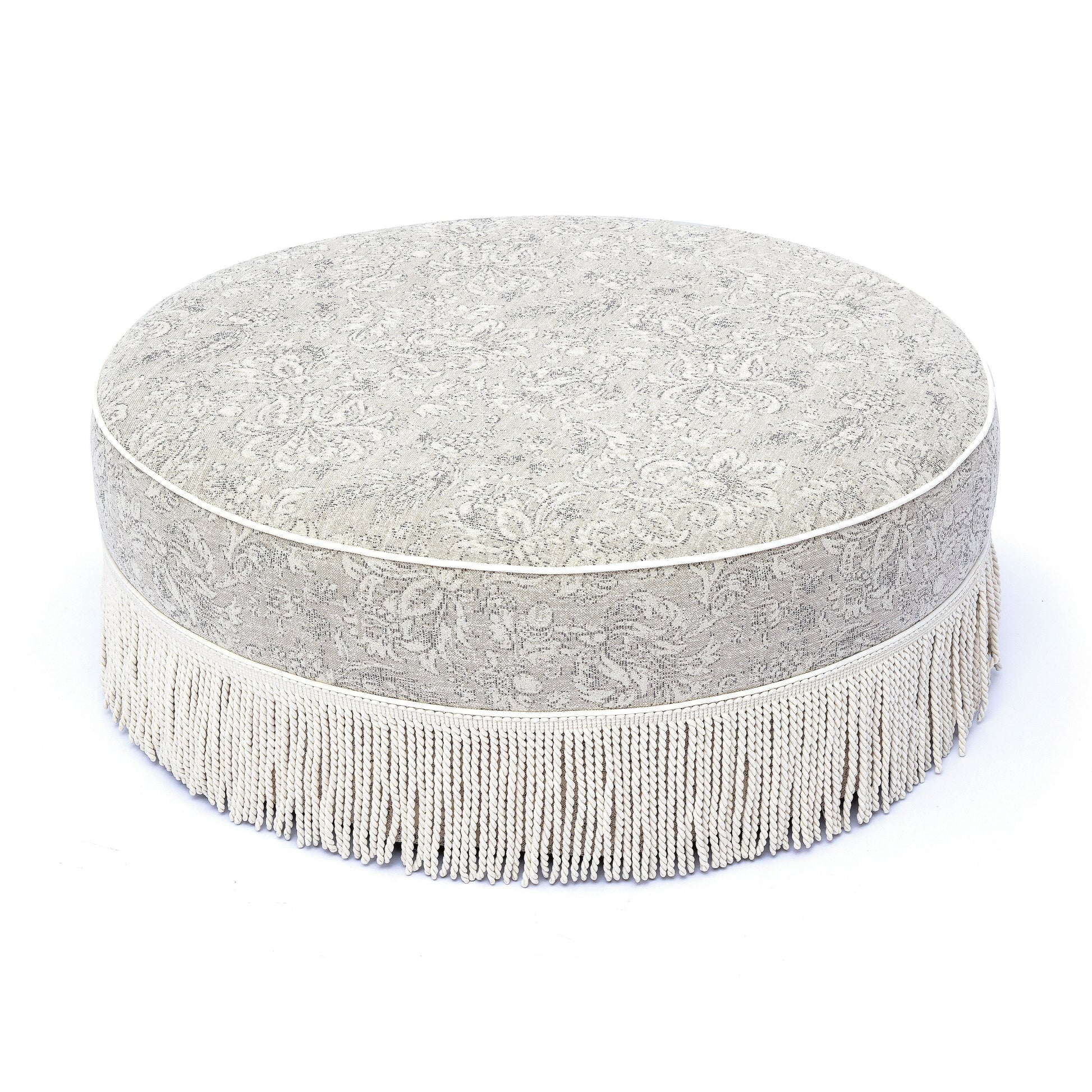 Tassy Tasseled Round Ottoman - TOV-OC69536