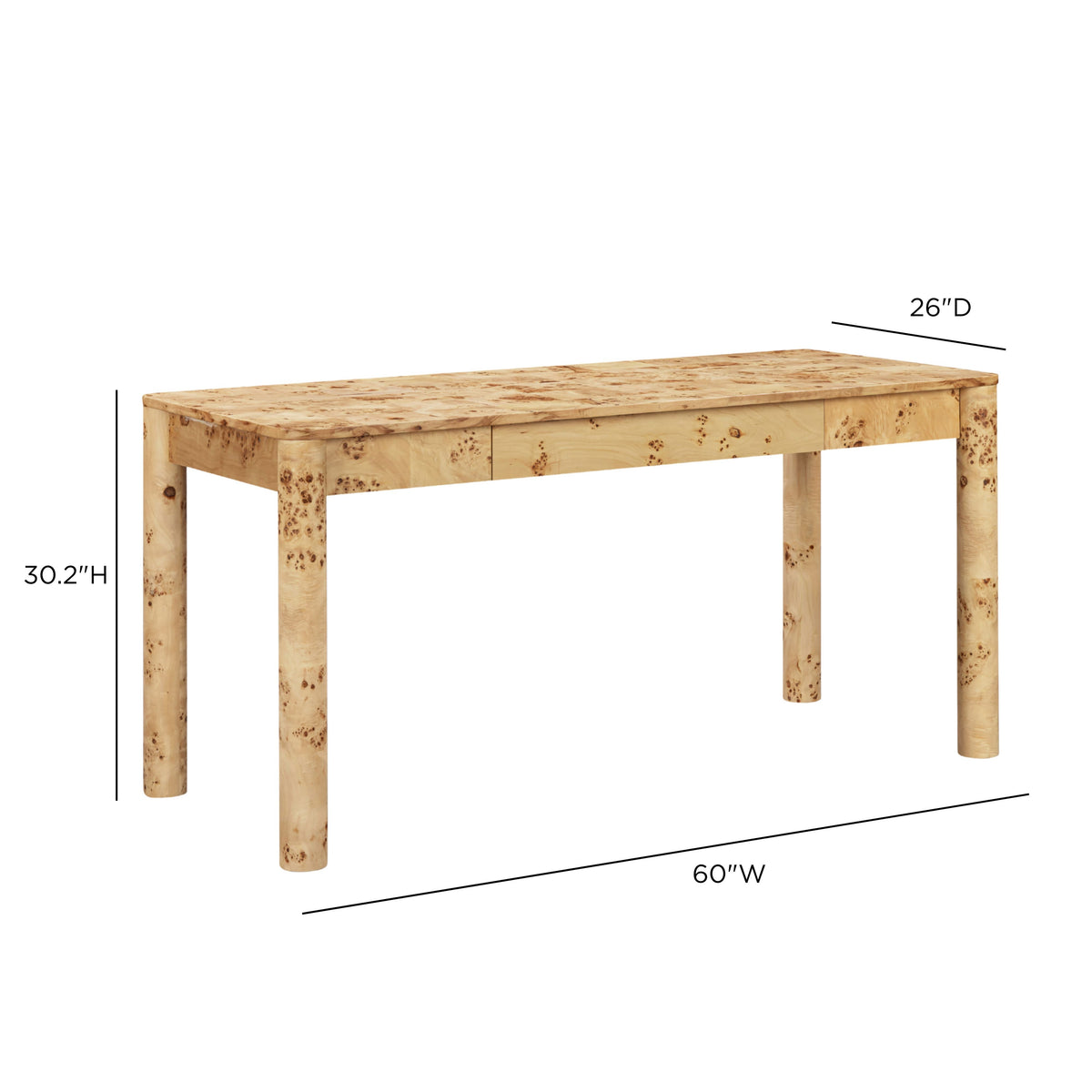 Berri Natural Burl 3-Drawer Work Desk - TOV-H54538