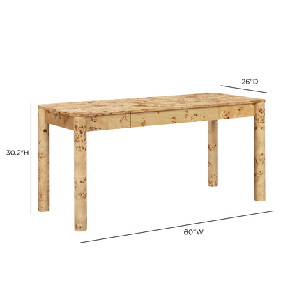 Berri Natural Burl 3-Drawer Work Desk - TOV-H54538