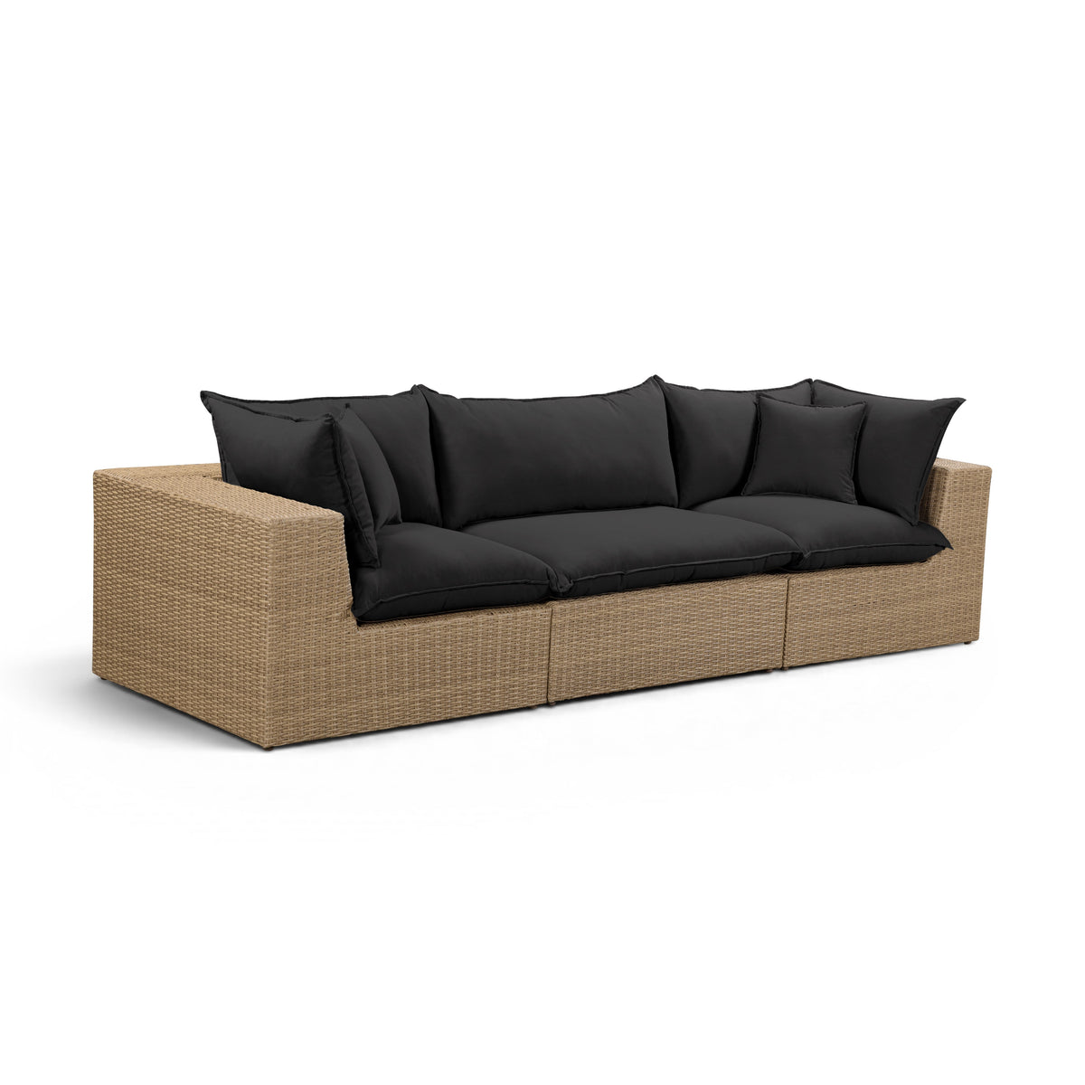 Cali Performance Fabric & Wicker Outdoor Sofa - REN-O12243