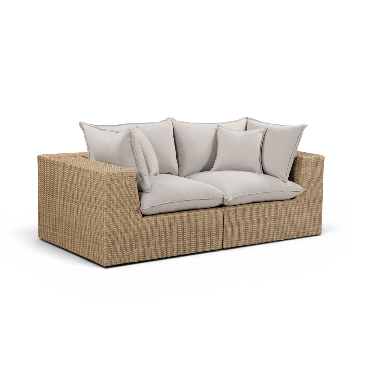 Cali Performance Fabric & Wicker Outdoor Loveseat - REN-O12232