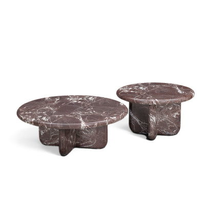 Juju 2-Piece Faux Marble Indoor/Outdoor Nesting Coffee Table Set - Red Levanto