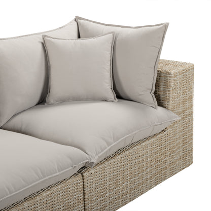 Cali Performance Fabric & Wicker Outdoor Sofa - REN-O11233