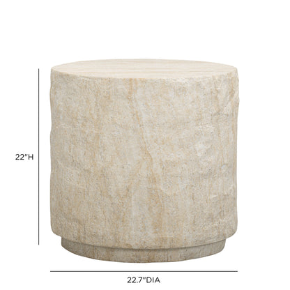 Roxanne Faux Travertine Indoor/Outdoor Concrete Side Table - TOV-OC54939