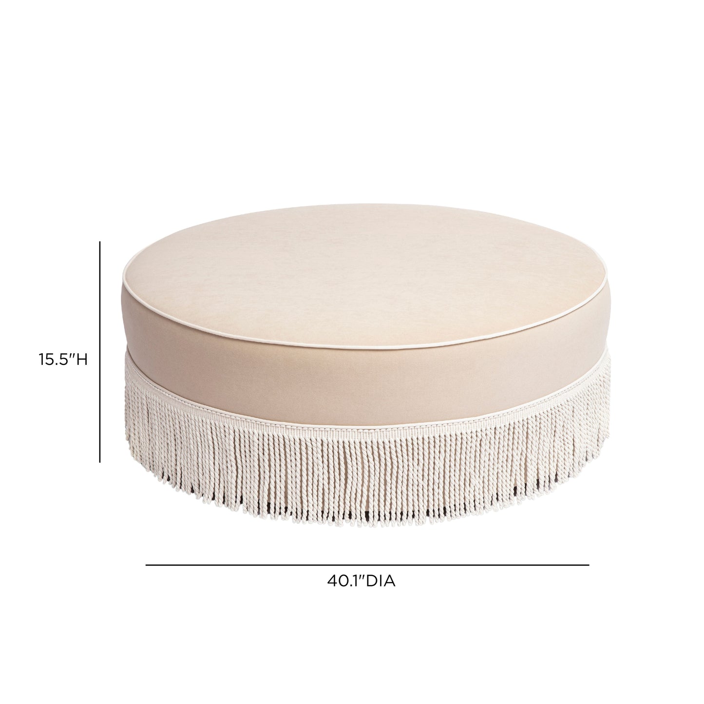 Tassy Tasseled Round Ottoman - TOV-OC69535