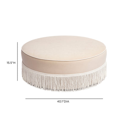 Tassy Tasseled Round Ottoman - TOV-OC69535