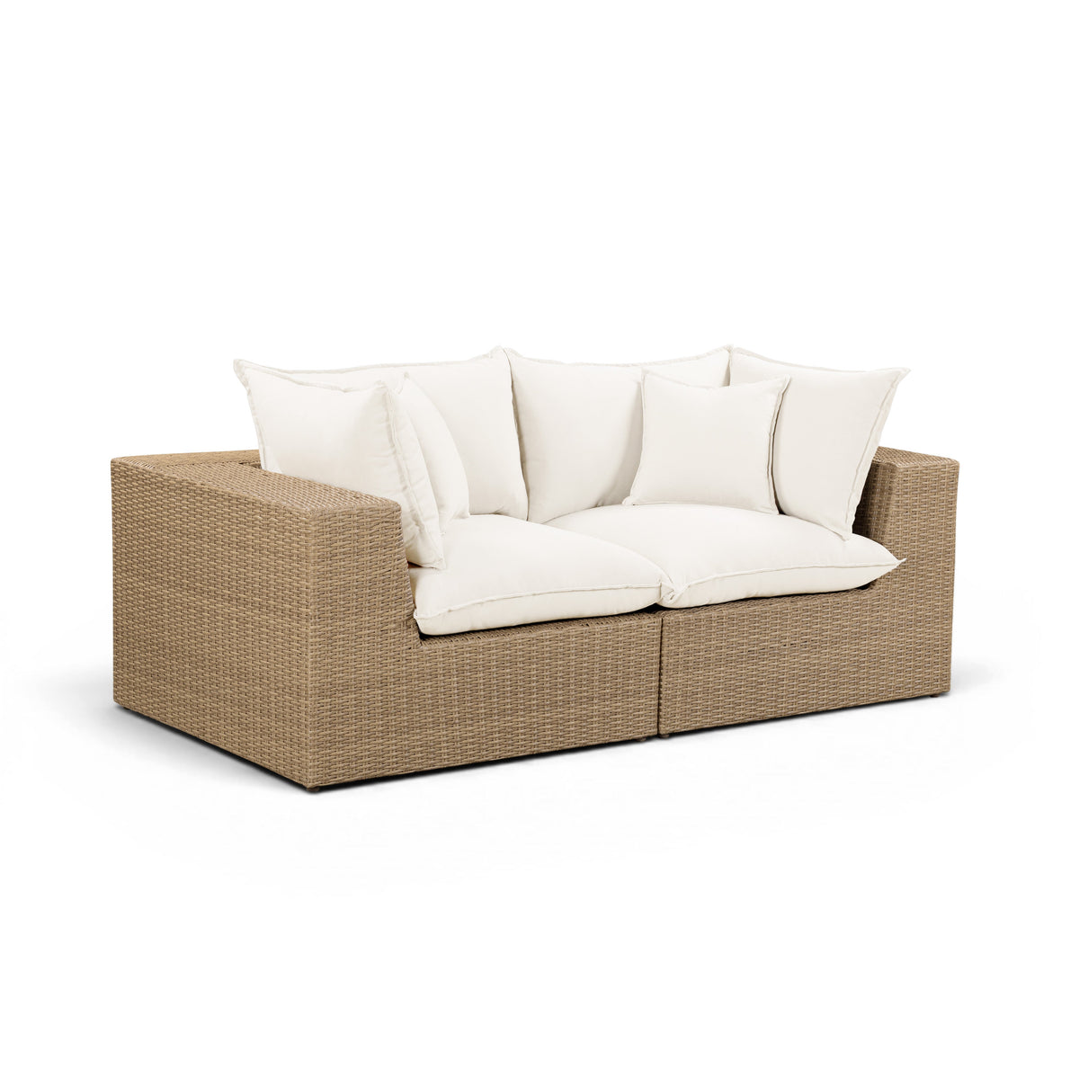Cali Performance Fabric & Wicker Outdoor Loveseat - REN-O12162
