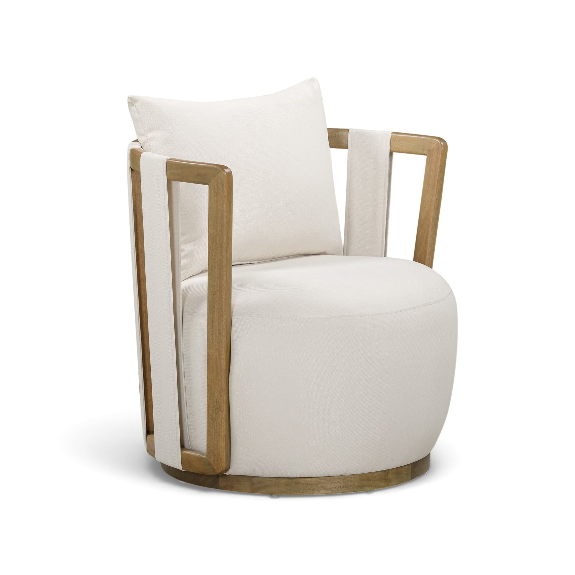 Paolo Cream Upcycled Basketweave Fabric Outdoor Accent Chair - TOV-O54860