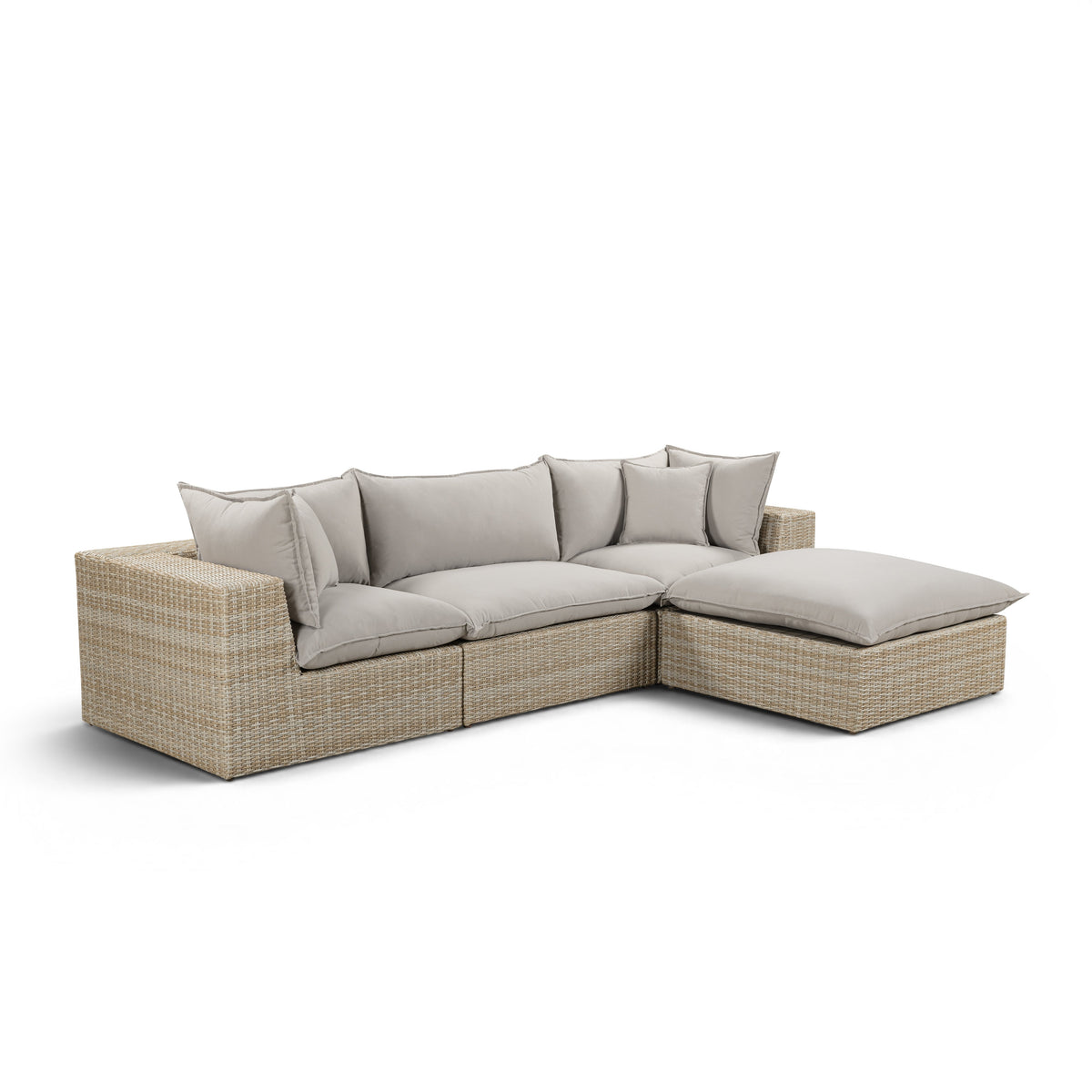Cali 4-Piece Performance Fabric & Wicker Outdoor Sectional - REN-O11233-SEC