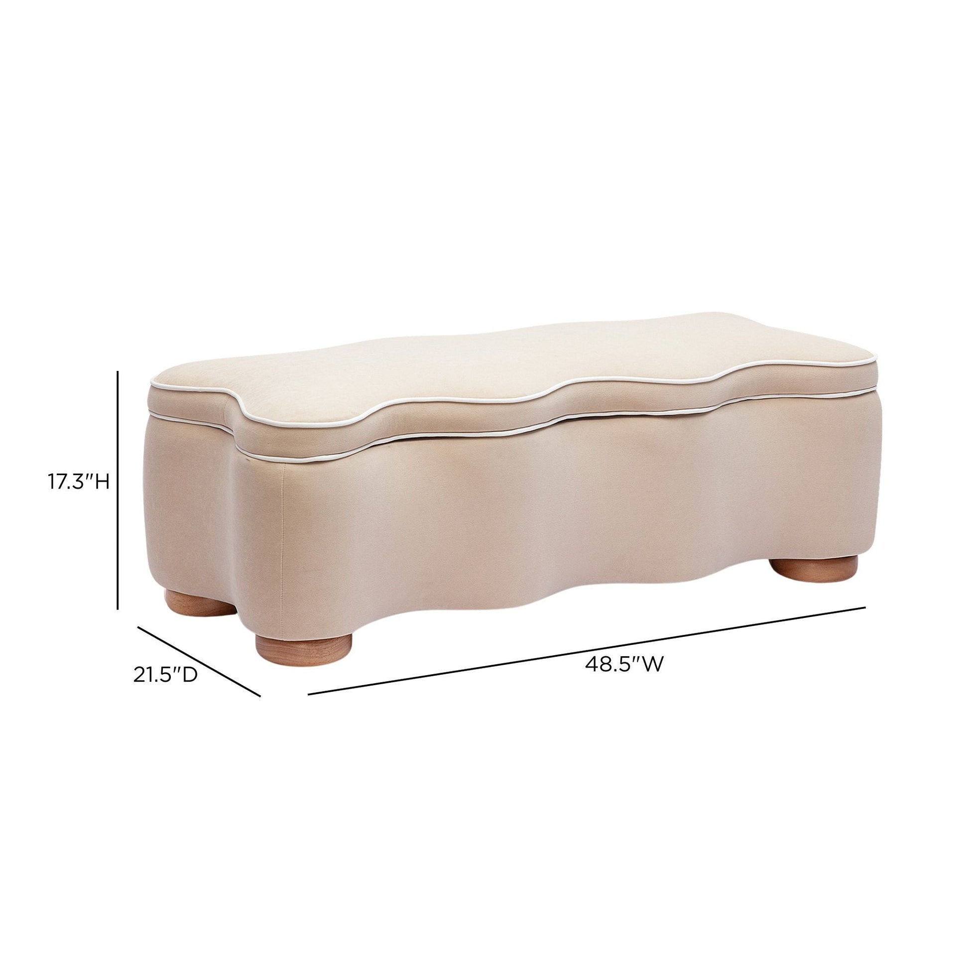 Thalia 48.5" Performance Velvet Storage Bench - Tan