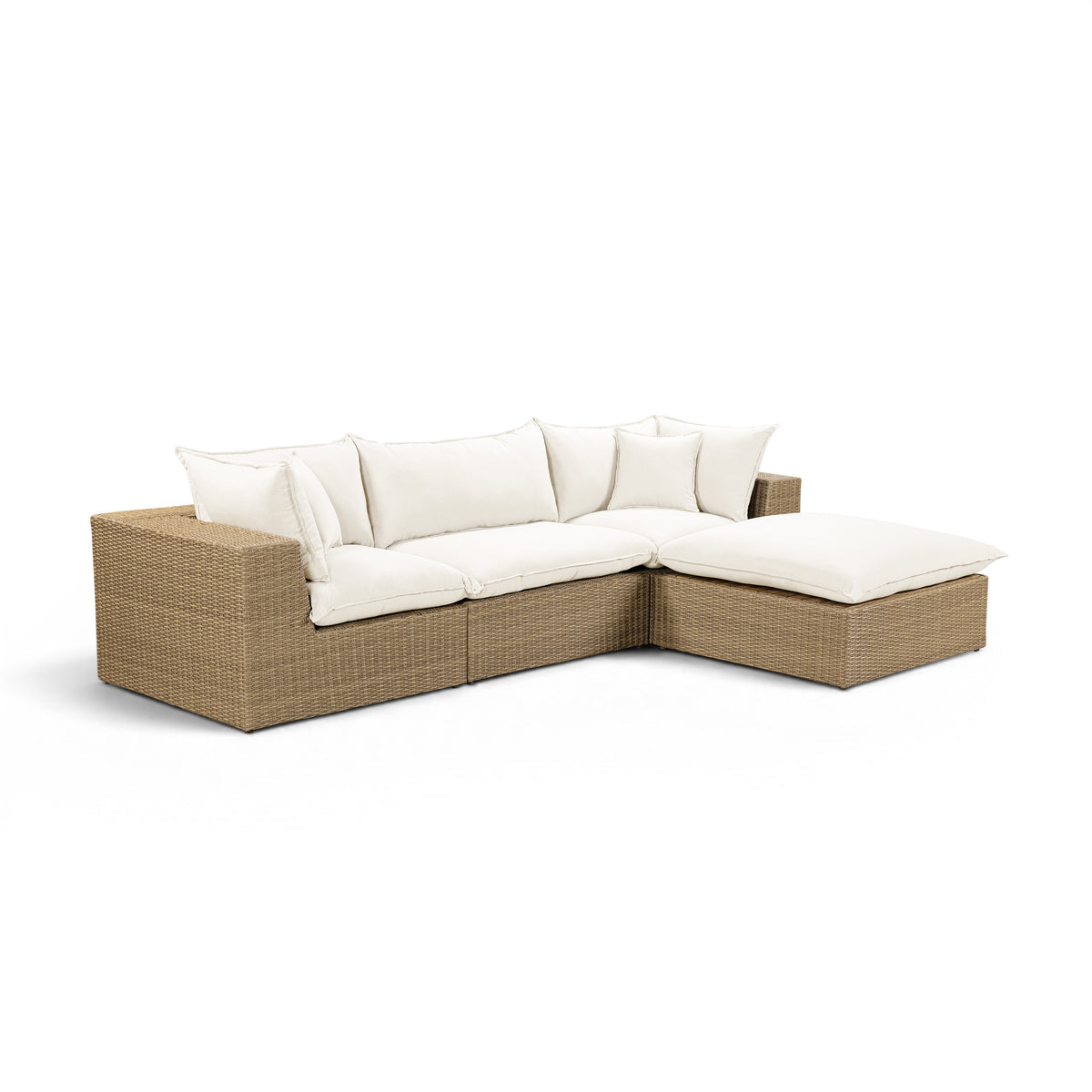 Cali 4-Piece Performance Fabric & Wicker Outdoor Sectional - REN-O12163-SEC