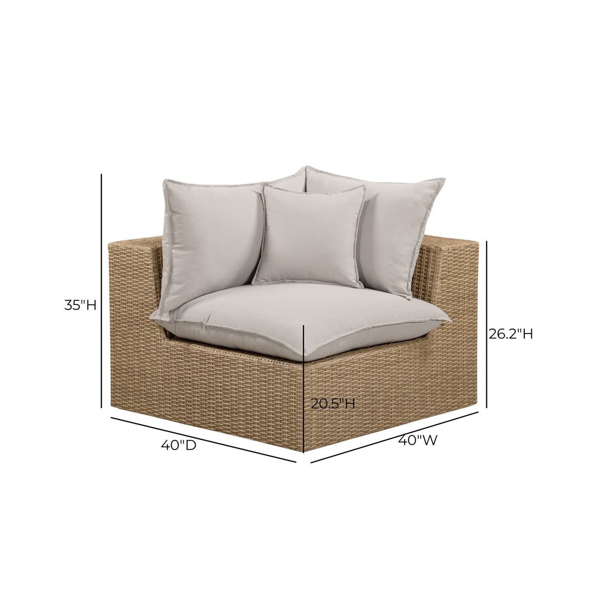 Cali Performance Fabric & Wicker Outdoor Corner Chair - REN-O12233-C