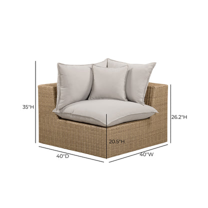Cali Performance Fabric & Wicker Outdoor Corner Chair - REN-O12233-C