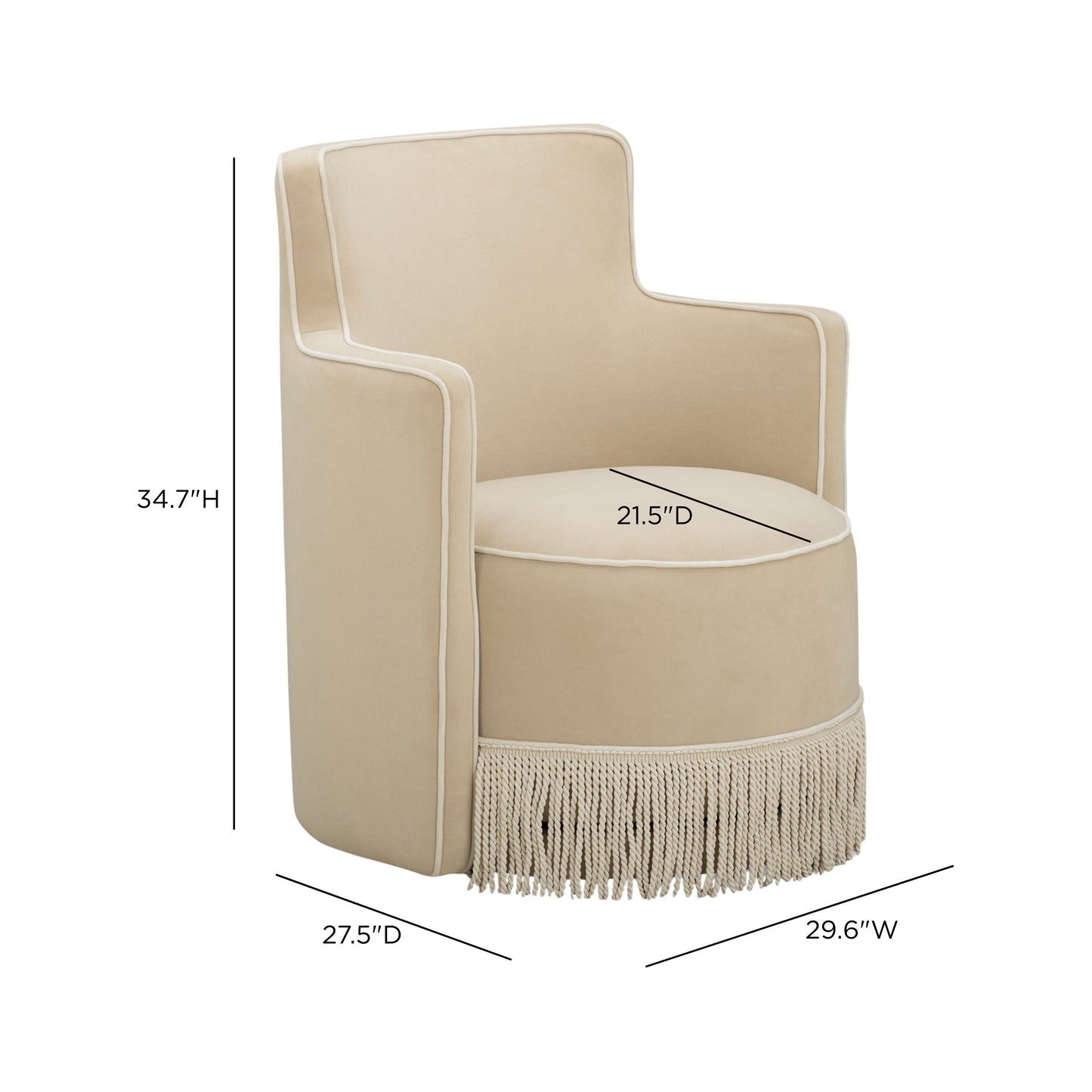 Passe Tasseled Velvet Swivel Accent Chair