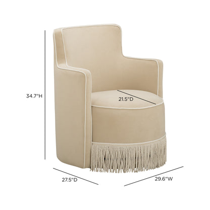 Passe Tasseled Velvet Swivel Accent Chair