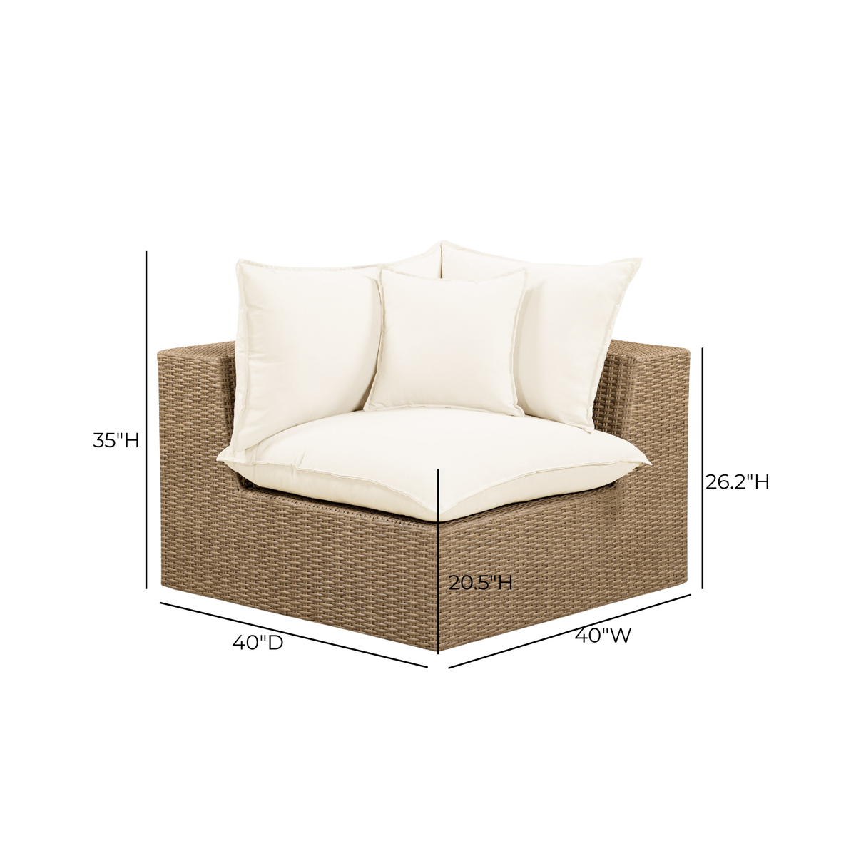 Cali Performance Fabric & Wicker Outdoor Corner Chair - REN-O12163-C