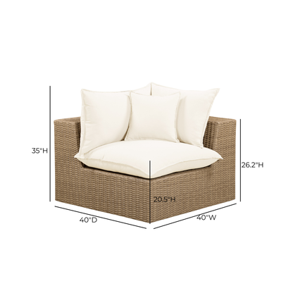 Cali Performance Fabric & Wicker Outdoor Corner Chair - REN-O12163-C