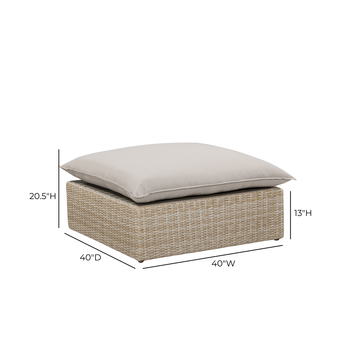 Cali Performance Fabric & Wicker Outdoor Ottoman - REN-O11234