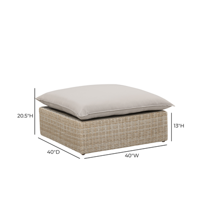 Cali Performance Fabric & Wicker Outdoor Ottoman - REN-O11234