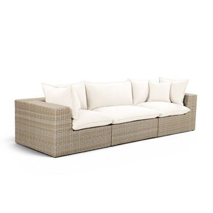 Cali Performance Fabric & Wicker Outdoor Sofa - REN-O11163