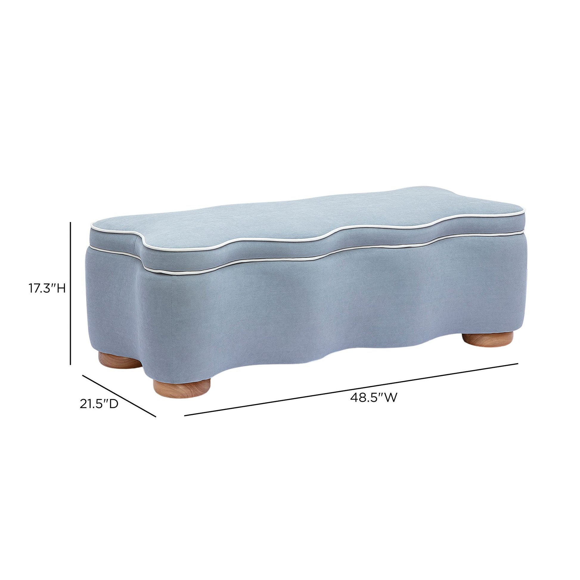 Thalia 48.5" Performance Velvet Storage Bench - Blue