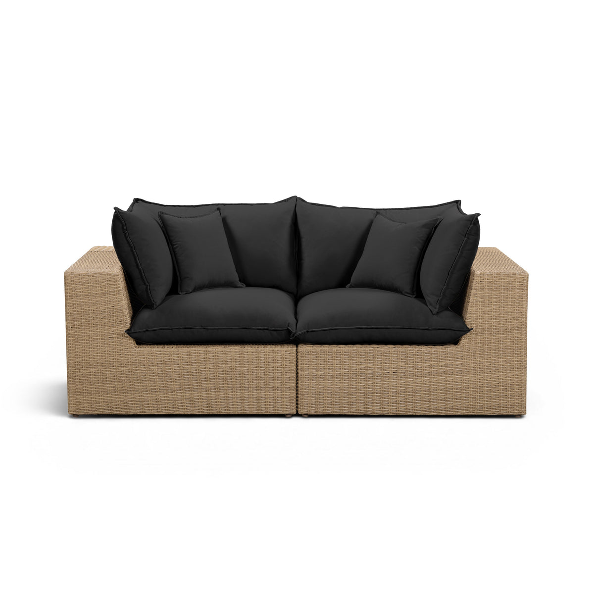 Cali Performance Fabric & Wicker Outdoor Loveseat - REN-O12242